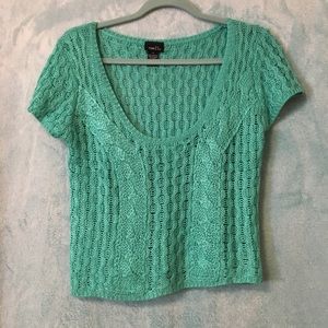 Teal Sweater crop top with FREE TANK TOP!